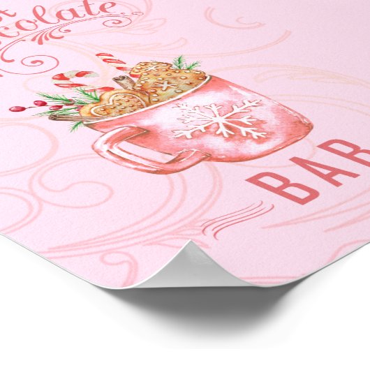 Pink Christmas Hot Chocolate Bar Sign Poster (Ecke)