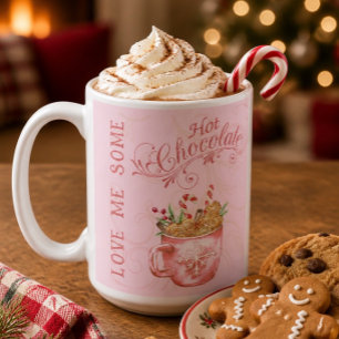 Pink Christmas Hot Chocolate Tasse