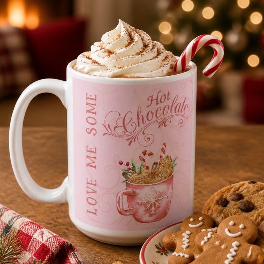 Pink Christmas Hot Chocolate Tasse