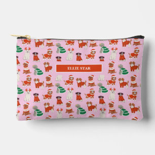Pink Christmas Hunde Girl Personalisiert Cosmetic  Zubehörtasche