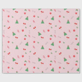 Pink Christmas Icons Mix - Cute Festive Pattern Geschenkpapier (Flach)