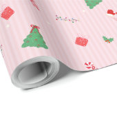 Pink Christmas Icons Mix - Cute Festive Pattern Geschenkpapier (Rolleneckpunkt)