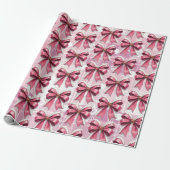 Pink Christmas Kariert Snowflakes Bow Muster Geschenkpapier (Ungerollt)