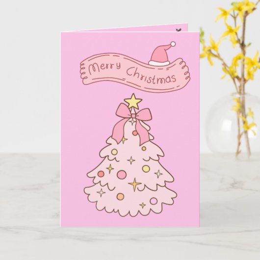 Pink Christmas Karte (Gelbe Blume)