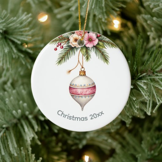 Pink Christmas Keramik Ornament (Baum)