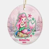 Pink Christmas Meerjungfrau Kinder Foto Ornament (Links)