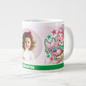 Pink Christmas Mermaid Kids Foto Tasse (Vorderseite Rechts)
