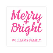 Pink Christmas Merry Bright Familiennamen Permastempel (Design)