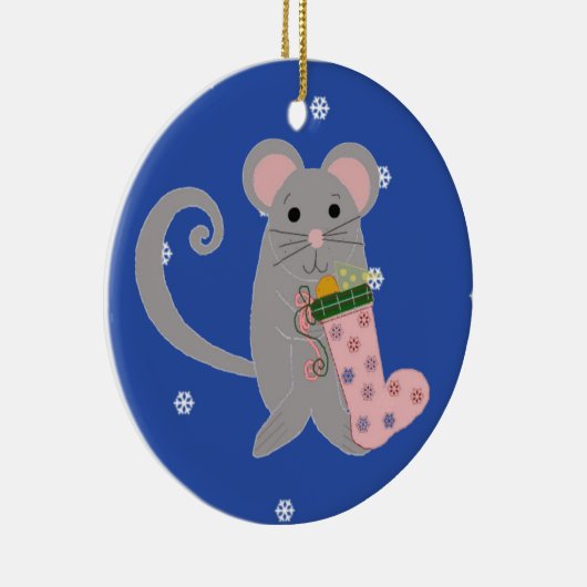 Pink Christmas Mouse Keramikornament (Rechts)