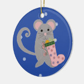 Pink Christmas Mouse Keramikornament (Links)