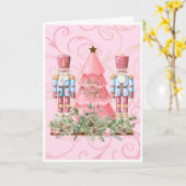 Pink Christmas Nutcracker and Tree Christmas Card Karte (Gelbe Blume)