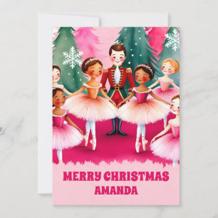 Pink Christmas Nutcracker Ballerina Feiertagskarte