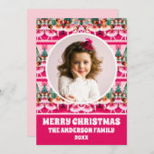 Pink Christmas Nutcracker Ballerina Foto Feiertagskarte (Vorne/Hinten)