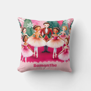 Pink Christmas Nutcracker Ballerina Kinder Name Kissen