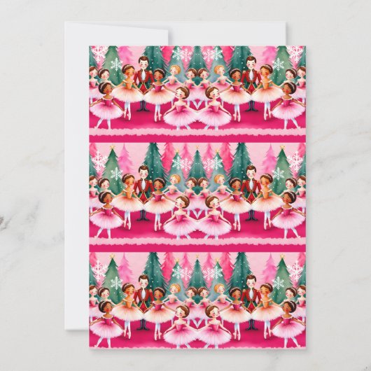 Pink Christmas Nutcracker Ballerina Kindergeburtst Einladung (Rückseite)
