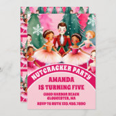Pink Christmas Nutcracker Ballerina Kindergeburtst Einladung (Vorne/Hinten)