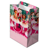 Pink Christmas Nutcracker Ballerina Kindergeburtst Mittlere Geschenktüte (Rückseite Schrägansicht)
