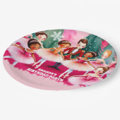 Pink Christmas Nutcracker Ballerina Kindergeburtst Pappteller (Schrägansicht)