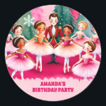 Pink Christmas Nutcracker Ballerina Kindergeburtst Runder Aufkleber<br><div class="desc">Pink Christmas Nutcracker Ballerina Kindergeburtstag Klassischer Rundaufkleber</div>