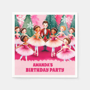 Pink Christmas Nutcracker Ballerina Kindergeburtst Serviette