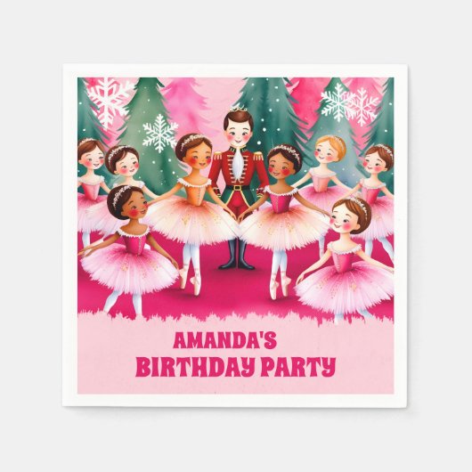 Pink Christmas Nutcracker Ballerina Kindergeburtst Serviette (Vorderseite)