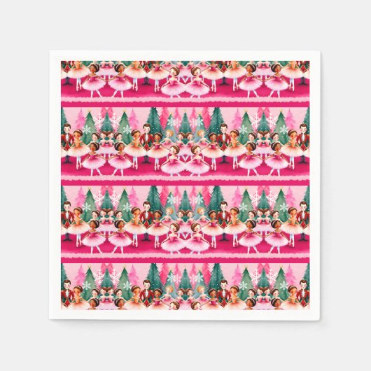 Pink Christmas Nutcracker Ballerina Kindergeburtst Serviette (Vorderseite)