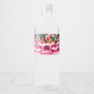 Pink Christmas Nutcracker Ballerina Kindergeburtst Wasserflaschenetikett