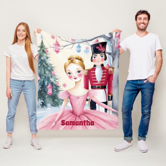 Pink Christmas Nutcracker Ballet & Ballerina Fleecedecke (Beispiel)