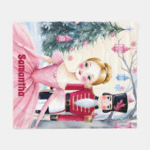 Pink Christmas Nutcracker Ballet & Ballerina Fleecedecke (Vorderseite (Horizontal))