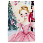 Pink Christmas Nutcracker Ballet & Ballerina Mittlere Geschenktüte (Vorderseite)