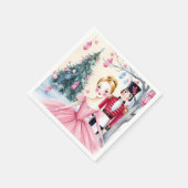 Pink Christmas Nutcracker Ballet & Ballerina Serviette (Ecke)