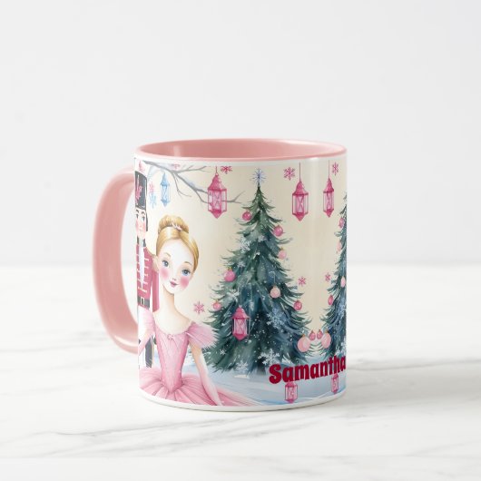 Pink Christmas Nutcracker Ballet & Ballerina Tasse (Vorderseite Links)