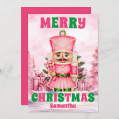 Pink Christmas Nutcracker Feiertagskarte (Vorne/Hinten)
