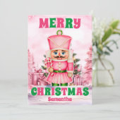 Pink Christmas Nutcracker Feiertagskarte (Stehend Vorderseite)