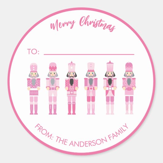 PINK CHRISTMAS NUTCRACKER GIFT STICKER (Vorderseite)