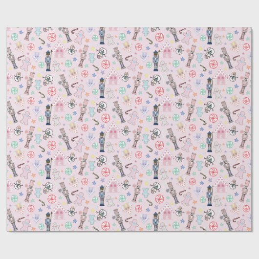 Pink Christmas Nutcracker, Gingerbrot & Snowmen Geschenkpapier (Flach)