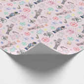 Pink Christmas Nutcracker, Gingerbrot & Snowmen Geschenkpapier (Ecke)