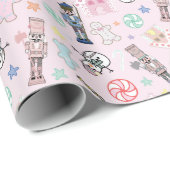 Pink Christmas Nutcracker, Gingerbrot & Snowmen Geschenkpapier (Rolleneckpunkt)