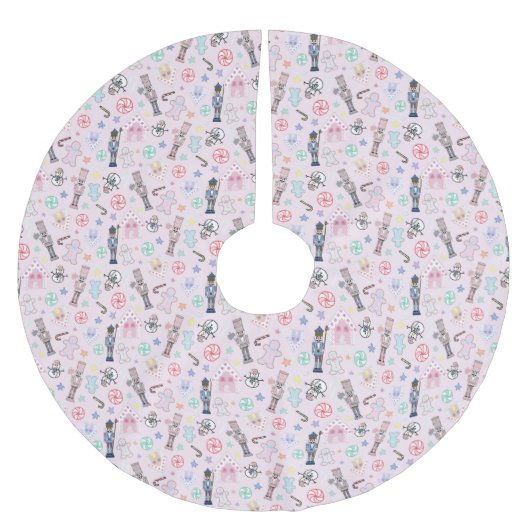 Pink Christmas Nutcracker, Gingerbrot & Snowmen Polyester Weihnachtsbaumdecke (Vorderseite)