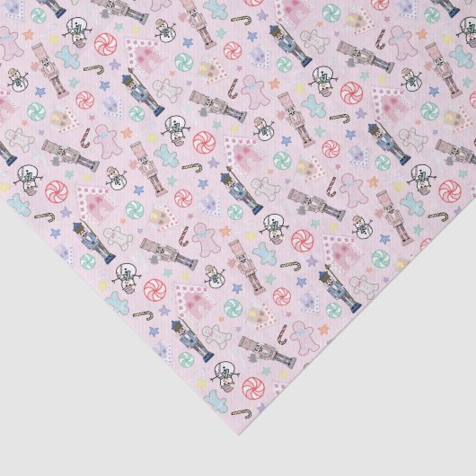 Pink Christmas Nutcracker, Gingerbrot & Snowmen  Seidenpapier (Ausschnitt)
