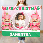 Pink Christmas Nutcracker Kids Foto Fleecedecke