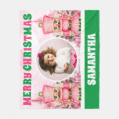 Pink Christmas Nutcracker Kids Foto Fleecedecke (Vorderseite)