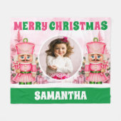 Pink Christmas Nutcracker Kids Foto Fleecedecke (Vorderseite (Horizontal))