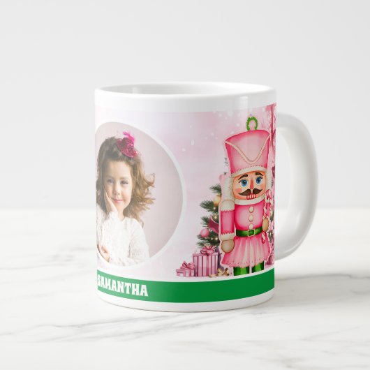 Pink Christmas Nutcracker Kinder Foto Tasse (Vorderseite Rechts)