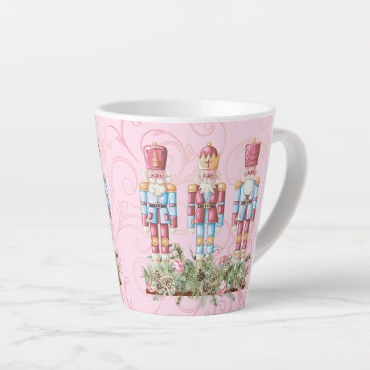 Pink Christmas Nutcracker Latte Tasse (Rechte Ecke)