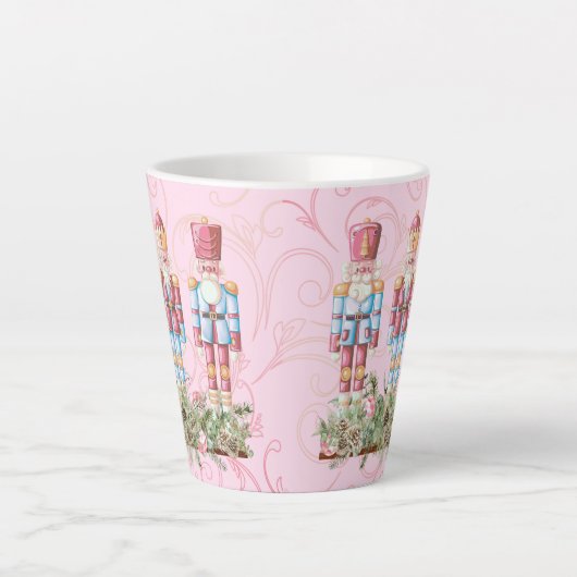 Pink Christmas Nutcracker Latte Tasse (Vorderseite)