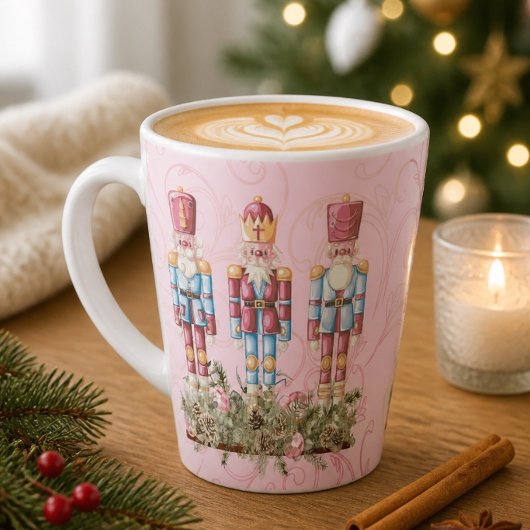 Pink Christmas Nutcracker Latte Tasse
