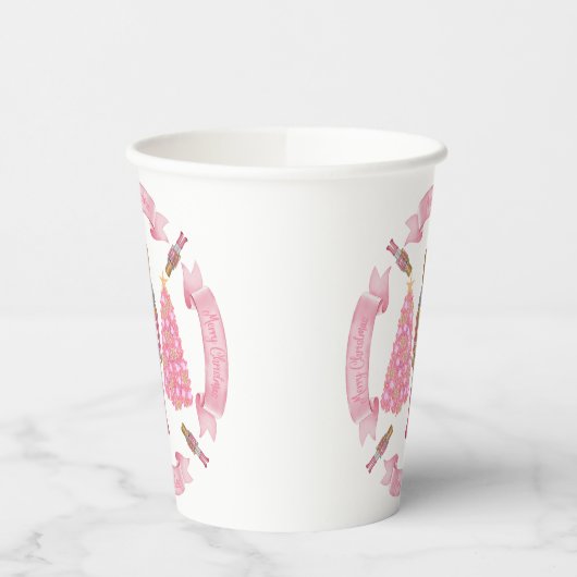 Pink Christmas Nutcracker Paper Cup Pappbecher (Links)