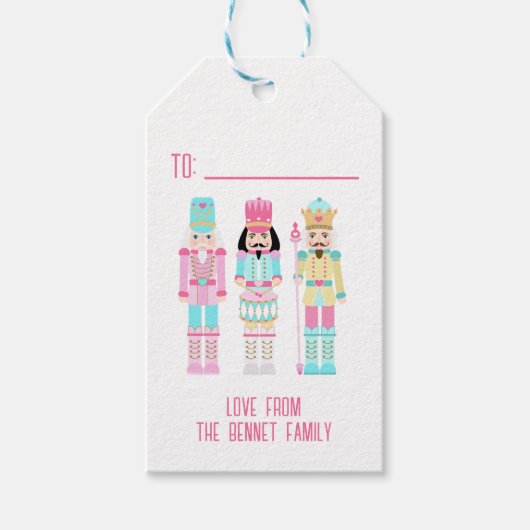 Pink Christmas Nutcracker Pastel Personalized Name Geschenkanhänger (Vorderseite)