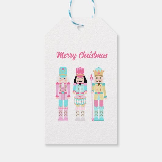 Pink Christmas Nutcracker Pastel Personalized Name Geschenkanhänger (Rückseite)